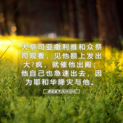 Picture 05 - 历 代 志 下 26:20 CUVS - 大 祭 司 亚 撒 利 雅 和 众 祭 司 观 - Bible Verse Picture