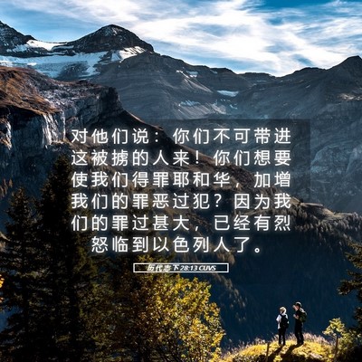 Picture 05 - 历 代 志 下 28:13 CUVS - 对 他 们 说 ： 你 们 不 可 带 进 这 - Bible Verse Picture