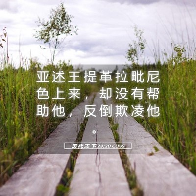 Picture 05 - 历 代 志 下 28:20 CUVS - 亚 述 王 提 革 拉 毗 尼 色 上 来 ， - Bible Verse Picture