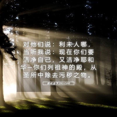 Picture 05 - 历 代 志 下 29:5 CUVS - 对 他 们 说 ： 利 未 人 哪 ， 当 听 - Bible Verse Picture