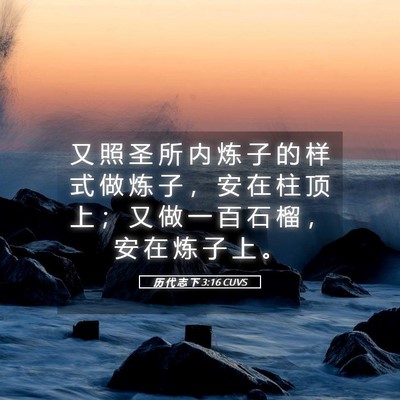 Picture 05 - 历 代 志 下 3:16 CUVS - 又 照 圣 所 内 炼 子 的 样 式 做 炼 - Bible Verse Picture
