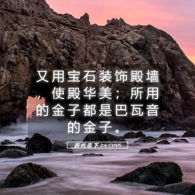 Picture 05 - 历 代 志 下 3:6 CUVS - 又 用 宝 石 装 饰 殿 墙 ， 使 殿 华 - Bible Verse Picture