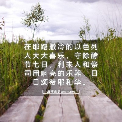 Picture 05 - 历 代 志 下 30:21 CUVS - 在 耶 路 撒 冷 的 以 色 列 人 大 大 - Bible Verse Picture