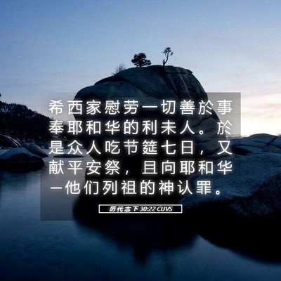 Picture 05 - 历 代 志 下 30:22 CUVS - 希 西 家 慰 劳 一 切 善 於 事 奉 耶 - Bible Verse Picture