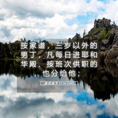 Picture 05 - 历 代 志 下 31:16 CUVS - 按 家 谱 ， 三 岁 以 外 的 男 丁 ， - Bible Verse Picture