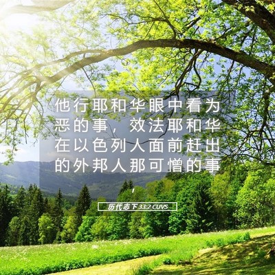 Picture 05 - 历 代 志 下 33:2 CUVS - 他 行 耶 和 华 眼 中 看 为 恶 的 事 - Bible Verse Picture