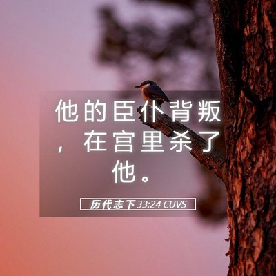 Picture 05 - 历 代 志 下 33:24 CUVS - 他 的 臣 仆 背 叛 ， 在 宫 里 杀 了 - Bible Verse Picture