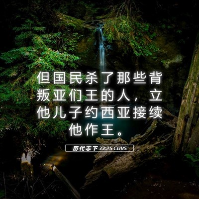 Picture 05 - 历 代 志 下 33:25 CUVS - 但 国 民 杀 了 那 些 背 叛 亚 们 王 - Bible Verse Picture