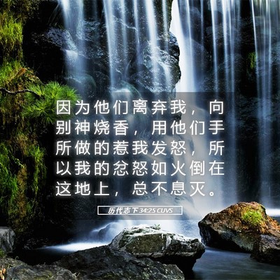 Picture 05 - 历 代 志 下 34:25 CUVS - 因 为 他 们 离 弃 我 ， 向 别 神 烧 - Bible Verse Picture