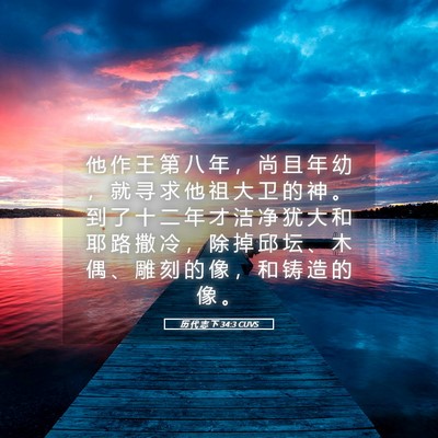 Picture 05 - 历 代 志 下 34:3 CUVS - 他 作 王 第 八 年 ， 尚 且 年 幼 ， - Bible Verse Picture