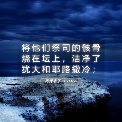 Picture 05 - 历 代 志 下 34:5 CUVS - 将 他 们 祭 司 的 骸 骨 烧 在 坛 上 - Bible Verse Picture