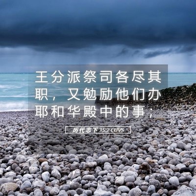 Picture 05 - 历 代 志 下 35:2 CUVS - 王 分 派 祭 司 各 尽 其 职 ， 又 勉 - Bible Verse Picture