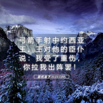 Picture 05 - 历 代 志 下 35:23 CUVS - 弓 箭 手 射 中 约 西 亚 王 。 王 对 - Bible Verse Picture