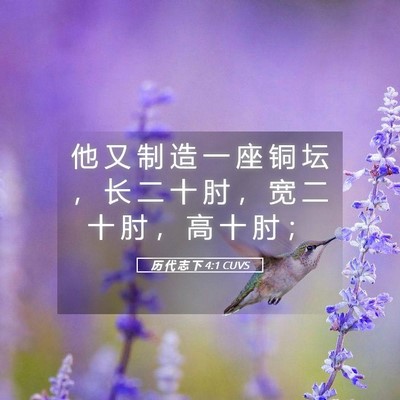 Picture 05 - 历 代 志 下 4:1 CUVS - 他 又 制 造 一 座 铜 坛 ， 长 二 十 - Bible Verse Picture