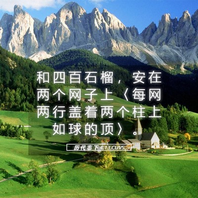Picture 05 - 历 代 志 下 4:13 CUVS - 和 四 百 石 榴 ， 安 在 两 个 网 子 - Bible Verse Picture