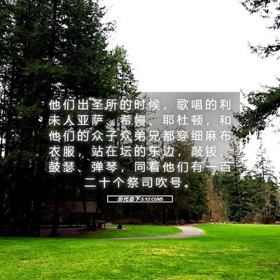 Picture 05 - 历 代 志 下 5:12 CUVS - 他 们 出 圣 所 的 时 候 ， 歌 唱 的 - Bible Verse Picture