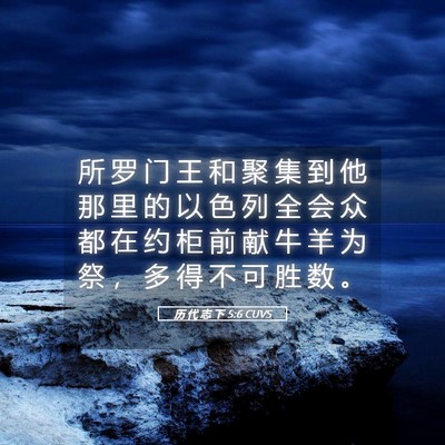 Picture 05 - 历 代 志 下 5:6 CUVS - 所 罗 门 王 和 聚 集 到 他 那 里 的 - Bible Verse Picture