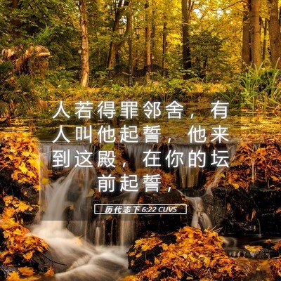 Picture 05 - 历 代 志 下 6:22 CUVS - 人 若 得 罪 邻 舍 ， 有 人 叫 他 起 - Bible Verse Picture