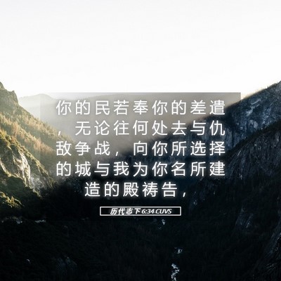 Picture 05 - 历 代 志 下 6:34 CUVS - 你 的 民 若 奉 你 的 差 遣 ， 无 论 - Bible Verse Picture