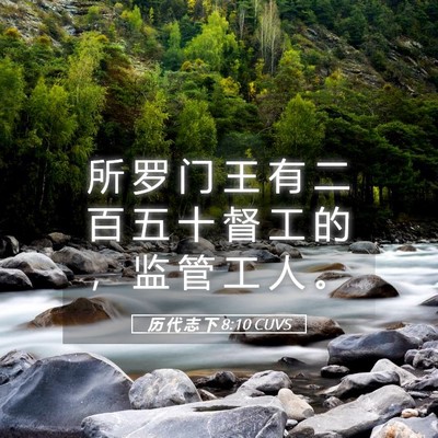 Picture 05 - 历 代 志 下 8:10 CUVS - 所 罗 门 王 有 二 百 五 十 督 工 的 - Bible Verse Picture