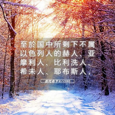Picture 05 - 历 代 志 下 8:7 CUVS - 至 於 国 中 所 剩 下 不 属 以 色 列 - Bible Verse Picture