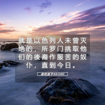 Picture 05 - 历 代 志 下 8:8 CUVS - 就 是 以 色 列 人 未 曾 灭 绝 的 ， - Bible Verse Picture