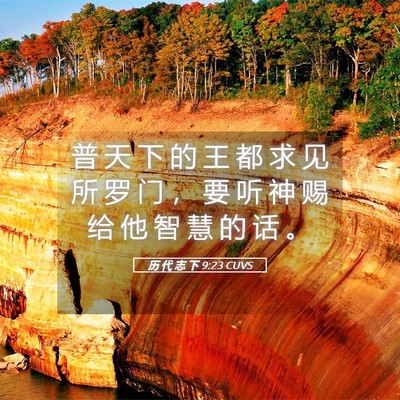 Picture 05 - 历 代 志 下 9:23 CUVS - 普 天 下 的 王 都 求 见 所 罗 门 ， - Bible Verse Picture