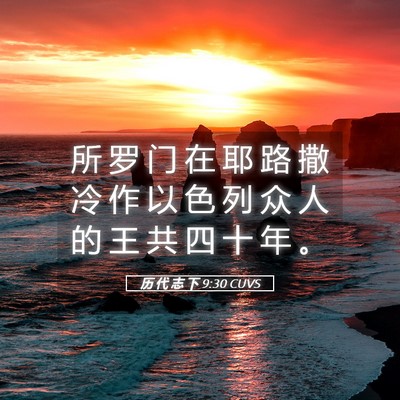 Picture 05 - 历 代 志 下 9:30 CUVS - 所 罗 门 在 耶 路 撒 冷 作 以 色 列 - Bible Verse Picture