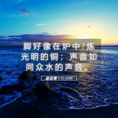 Picture 05 - 启 示 录 1:15 CUVS - 脚 好 像 在 炉 中 ? 炼 光 明 的 铜 ； - Bible Verse Picture