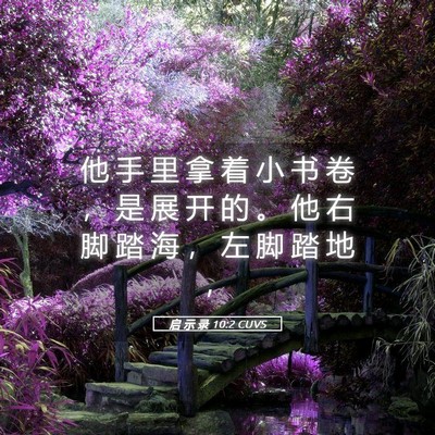 Picture 05 - 启 示 录 10:2 CUVS - 他 手 里 拿 着 小 书 卷 ， 是 展 开 - Bible Verse Picture