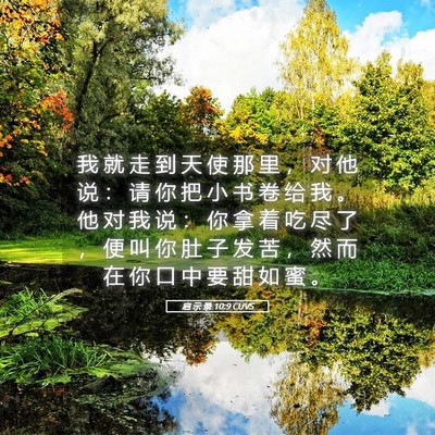 Picture 05 - 启 示 录 10:9 CUVS - 我 就 走 到 天 使 那 里 ， 对 他 说 - Bible Verse Picture