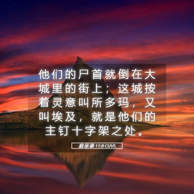 Picture 05 - 启 示 录 11:8 CUVS - 他 们 的 尸 首 就 倒 在 大 城 里 的 - Bible Verse Picture