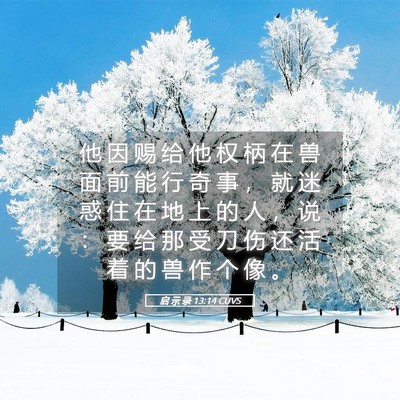 Picture 05 - 启 示 录 13:14 CUVS - 他 因 赐 给 他 权 柄 在 兽 面 前 能 - Bible Verse Picture