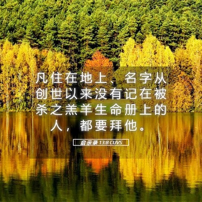 Picture 05 - 启 示 录 13:8 CUVS - 凡 住 在 地 上 、 名 字 从 创 世 以 - Bible Verse Picture