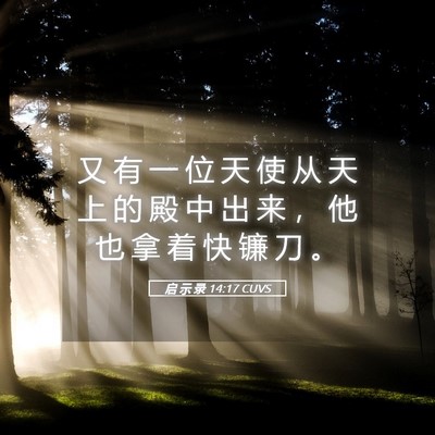 Picture 05 - 启 示 录 14:17 CUVS - 又 有 一 位 天 使 从 天 上 的 殿 中 - Bible Verse Picture