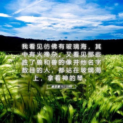 Picture 05 - 启 示 录 15:2 CUVS - 我 看 见 彷 佛 有 玻 璃 海 ， 其 中 - Bible Verse Picture