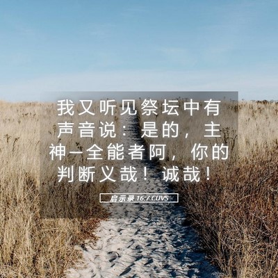 Picture 05 - 启 示 录 16:7 CUVS - 我 又 听 见 祭 坛 中 有 声 音 说 ： - Bible Verse Picture