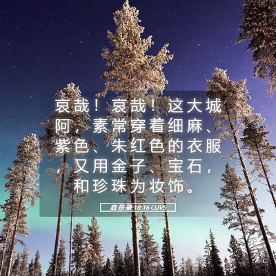 Picture 05 - 启 示 录 18:16 CUVS - 哀 哉 ！ 哀 哉 ！ 这 大 城 阿 ， 素 - Bible Verse Picture