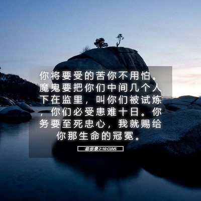 Picture 05 - 启 示 录 2:10 CUVS - 你 将 要 受 的 苦 你 不 用 怕 。 魔 - Bible Verse Picture