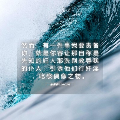 Picture 05 - 启 示 录 2:20 CUVS - 然 而 ， 有 一 件 事 我 要 责 备 你 - Bible Verse Picture