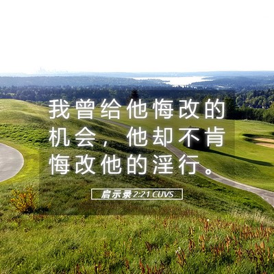 Picture 05 - 启 示 录 2:21 CUVS - 我 曾 给 他 悔 改 的 机 会 ， 他 却 - Bible Verse Picture