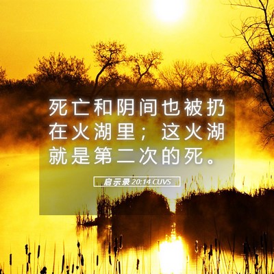 Picture 05 - 启 示 录 20:14 CUVS - 死 亡 和 阴 间 也 被 扔 在 火 湖 里 - Bible Verse Picture
