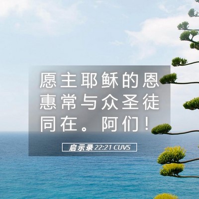 Picture 05 - 启 示 录 22:21 CUVS - 愿 主 耶 稣 的 恩 惠 常 与 众 圣 徒 - Bible Verse Picture