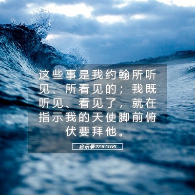 Picture 05 - 启 示 录 22:8 CUVS - 这 些 事 是 我 约 翰 所 听 见 、 所 - Bible Verse Picture