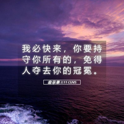 Picture 05 - 启 示 录 3:11 CUVS - 我 必 快 来 ， 你 要 持 守 你 所 有 - Bible Verse Picture