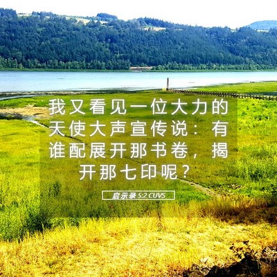 Picture 05 - 启 示 录 5:2 CUVS - 我 又 看 见 一 位 大 力 的 天 使 大 - Bible Verse Picture