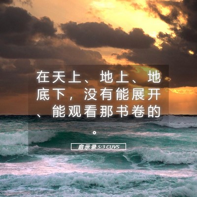 Picture 05 - 启 示 录 5:3 CUVS - 在 天 上 、 地 上 、 地 底 下 ， 没 - Bible Verse Picture