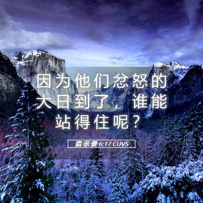 Picture 05 - 启 示 录 6:17 CUVS - 因 为 他 们 忿 怒 的 大 日 到 了 ， - Bible Verse Picture