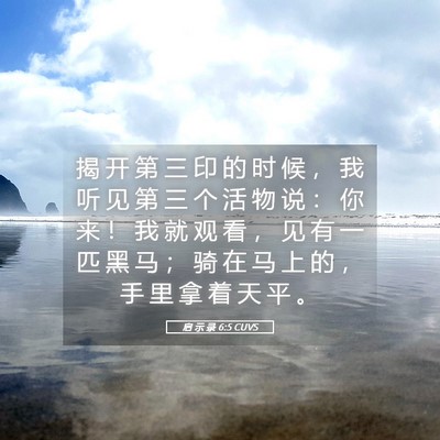 Picture 05 - 启 示 录 6:5 CUVS - 揭 开 第 三 印 的 时 候 ， 我 听 见 - Bible Verse Picture