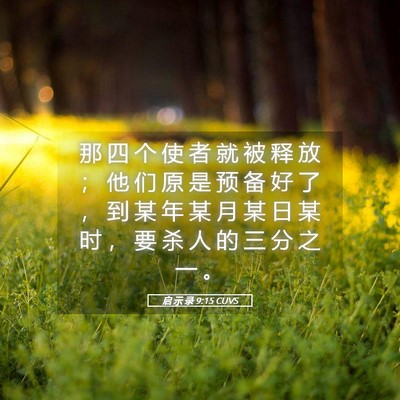 Picture 05 - 启 示 录 9:15 CUVS - 那 四 个 使 者 就 被 释 放 ； 他 们 - Bible Verse Picture